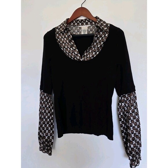 Max Studio Sweater Womens M Stretch Animal Print Black Casual Business Office - Picture 1 of 7